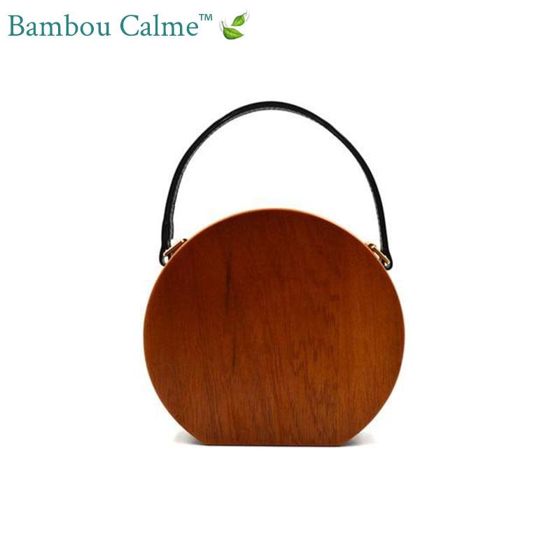 Sac à Main Rond Printemps rétro en Bois | Bambou Calme